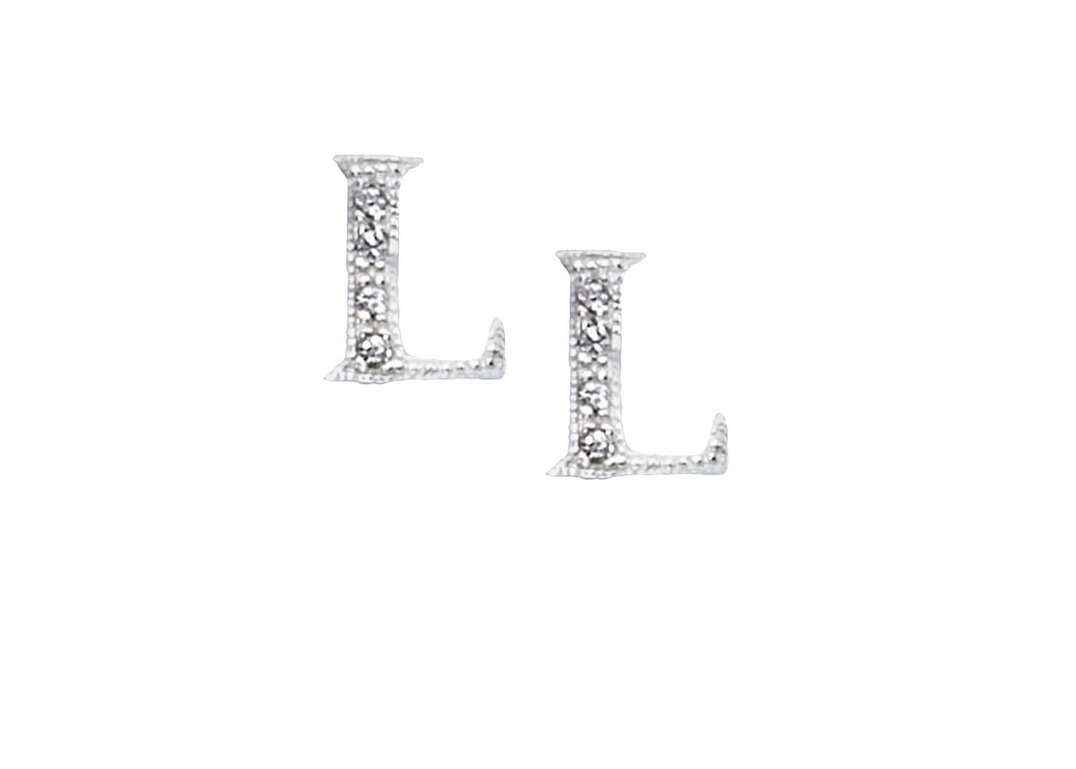Rhodium Plated Alphabet Earrings