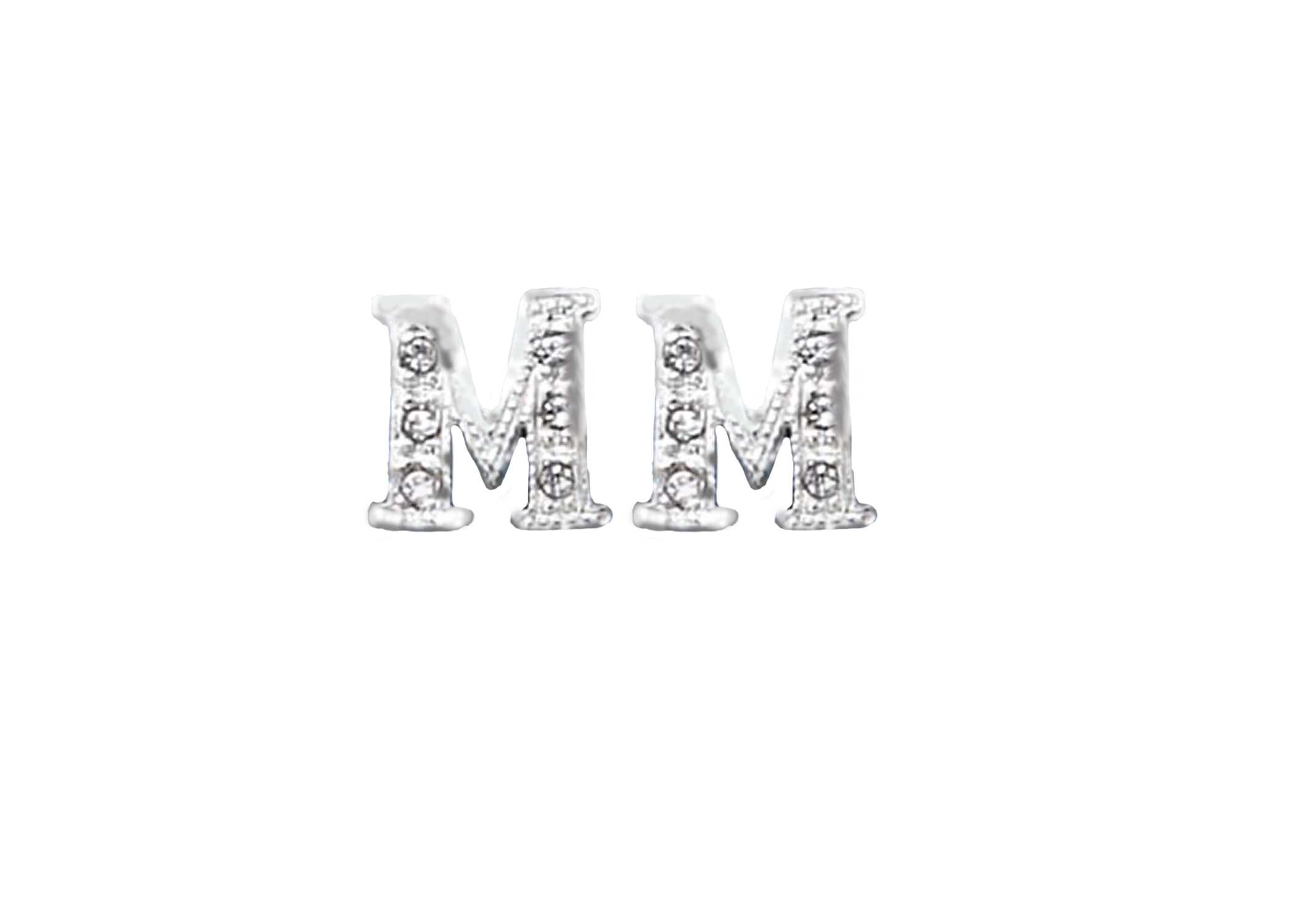 Rhodium Plated Alphabet Earrings