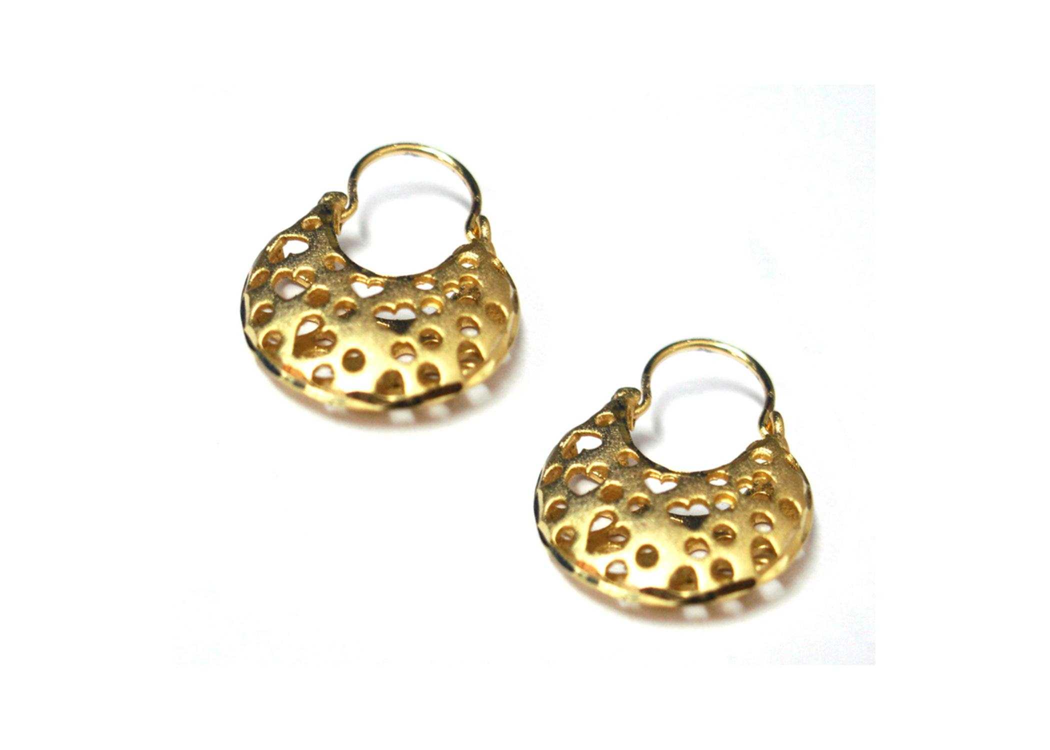 Gold Plated Basket Hoop Earrings